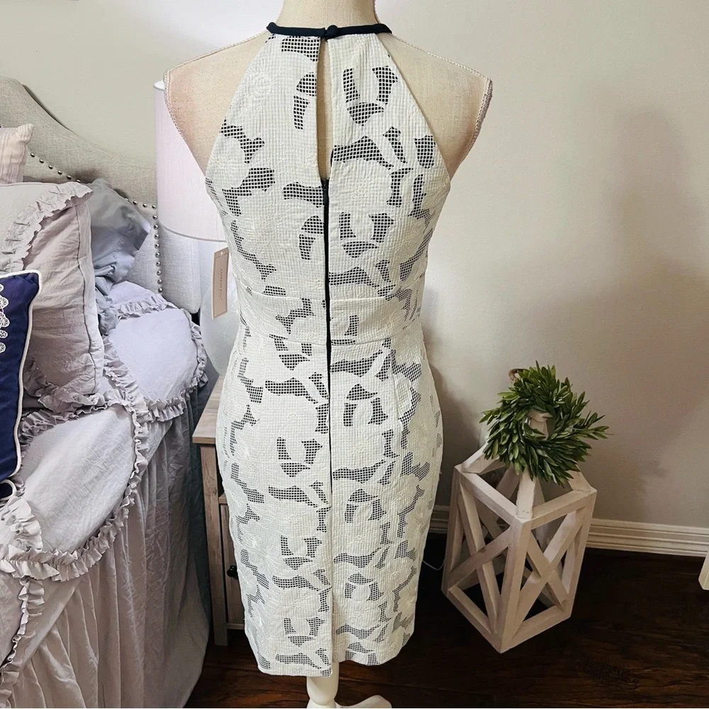 NWT Katherine Kelly “Mackenzie Dress” Ivory/Navy Exquisite Stitched Overlay Sz 2 - Picture 4 of 15
